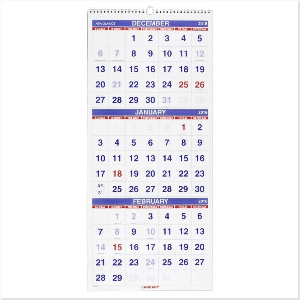 3 Month At A Glance Calendar Template