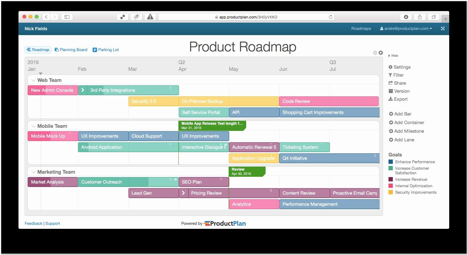 Agile Product Roadmap Templates