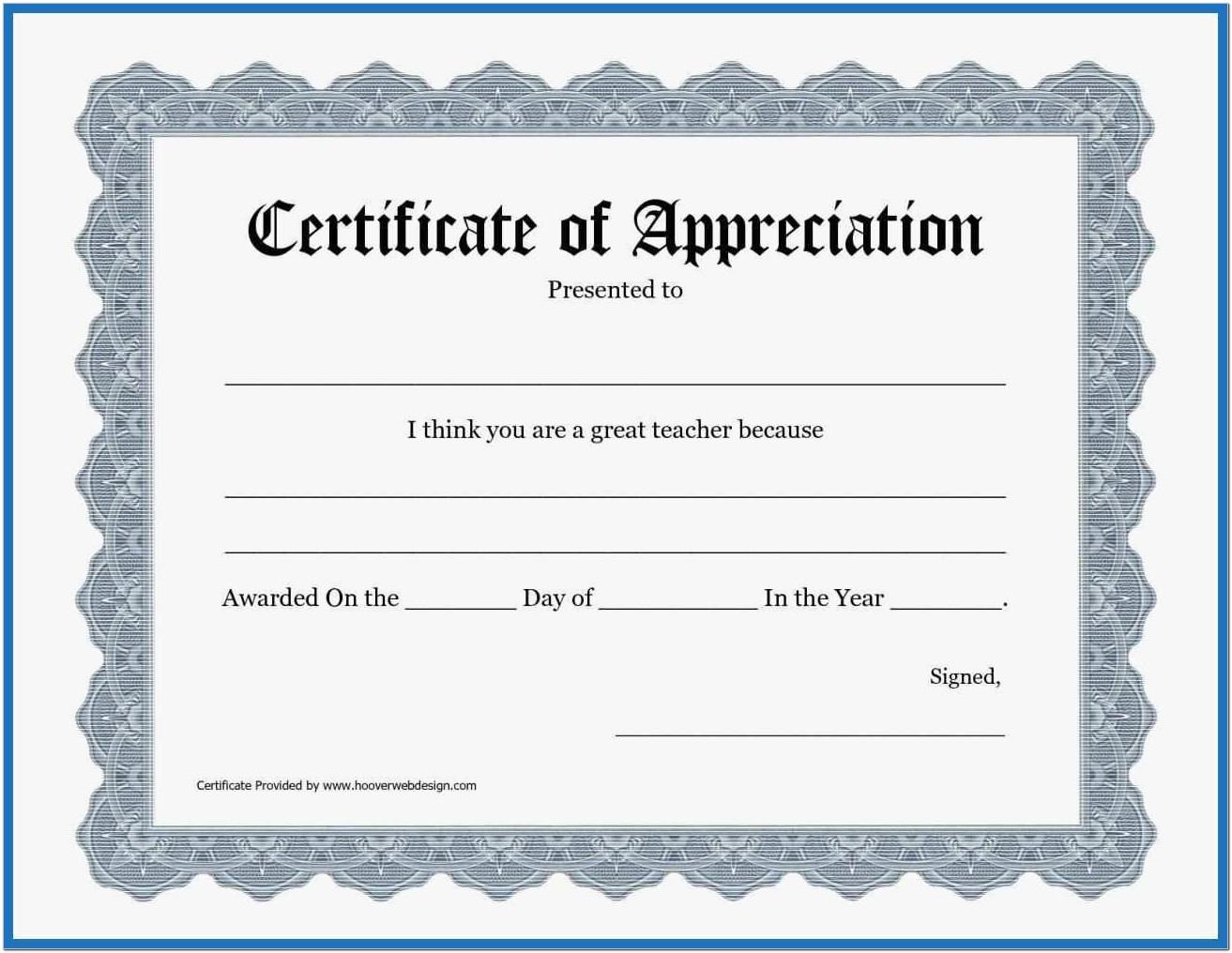 Appreciation Certificate Templates Free