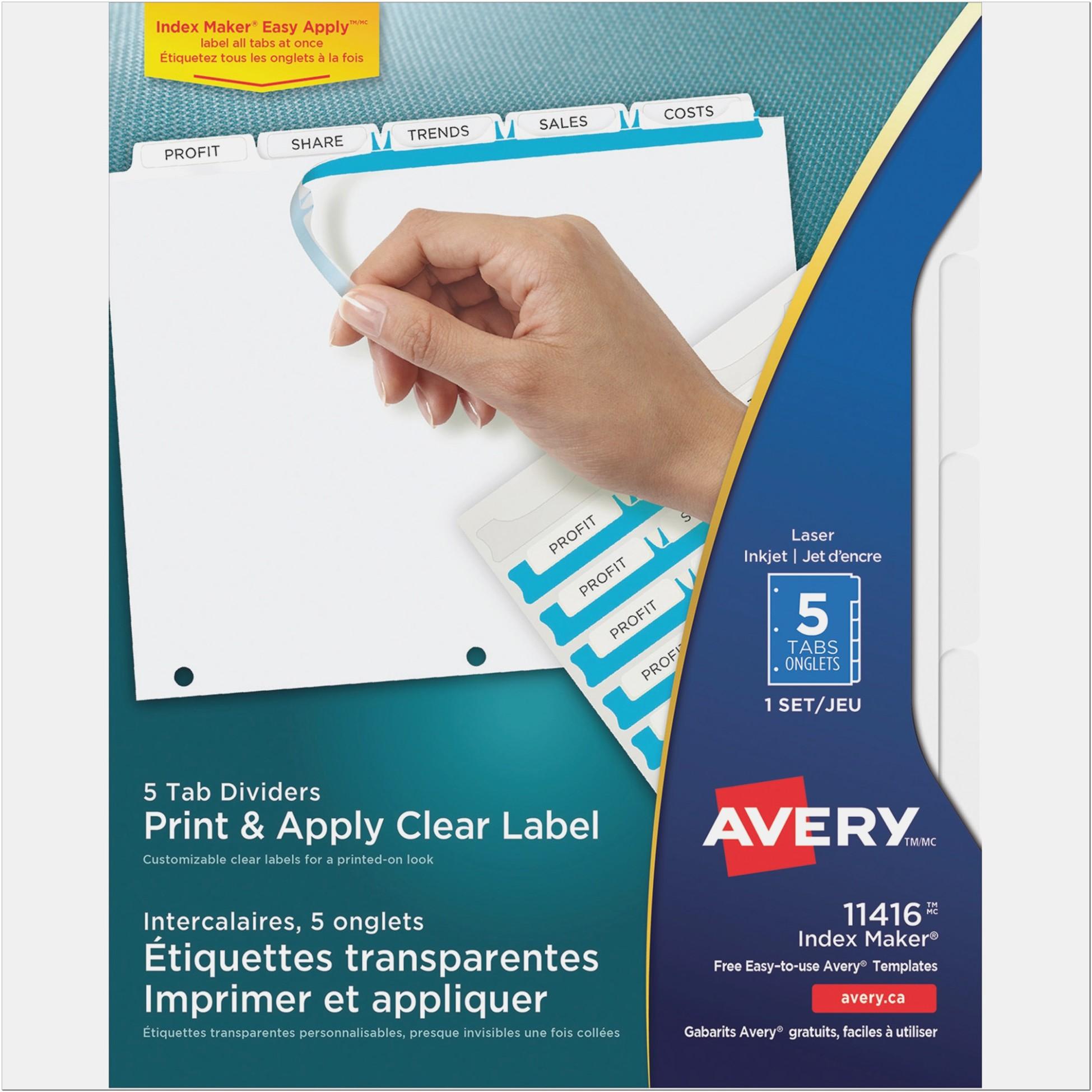 Avery 5 Tab Index Template