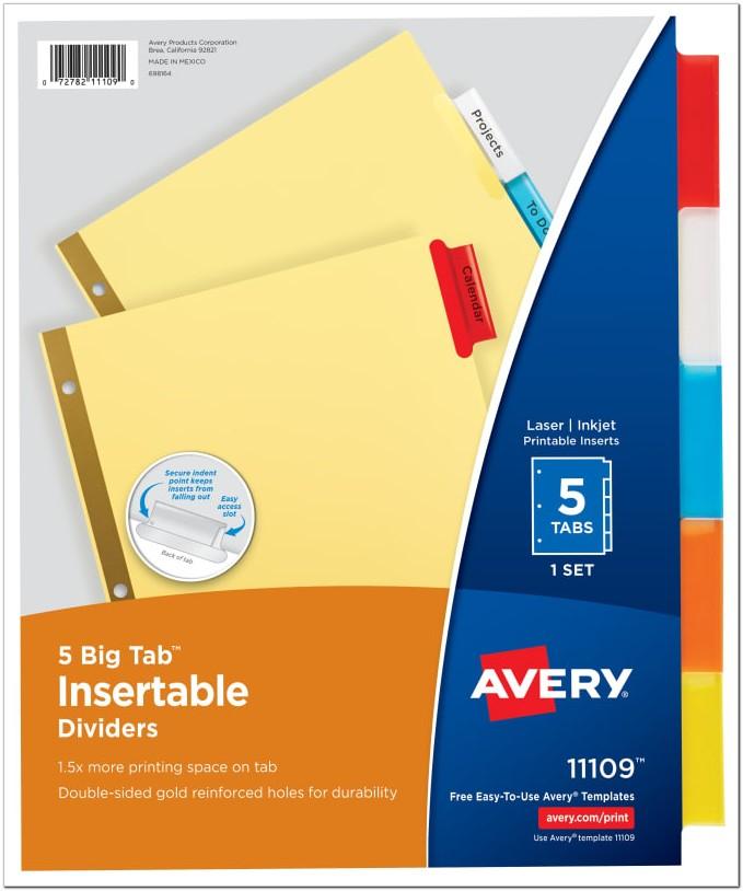 Avery 5 Tab Inserts Template
