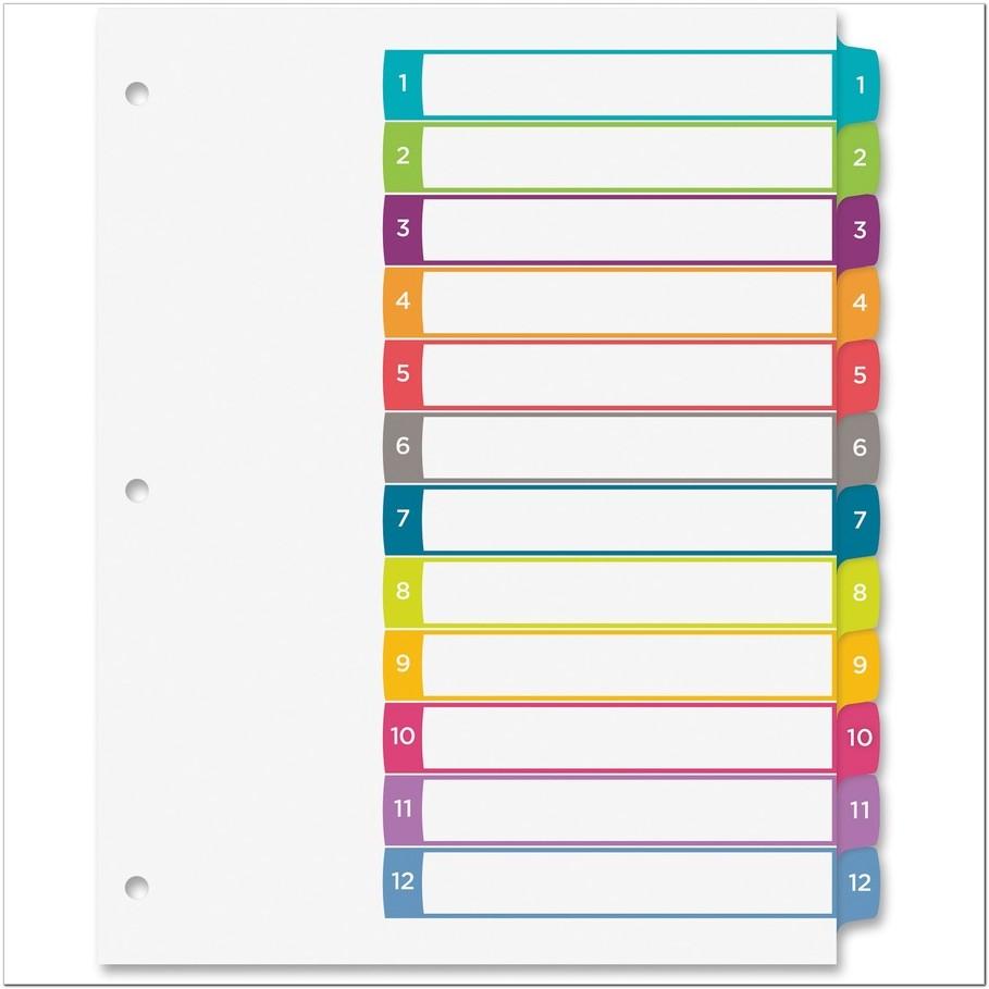 Avery Ready Index 12 Tab Color Template