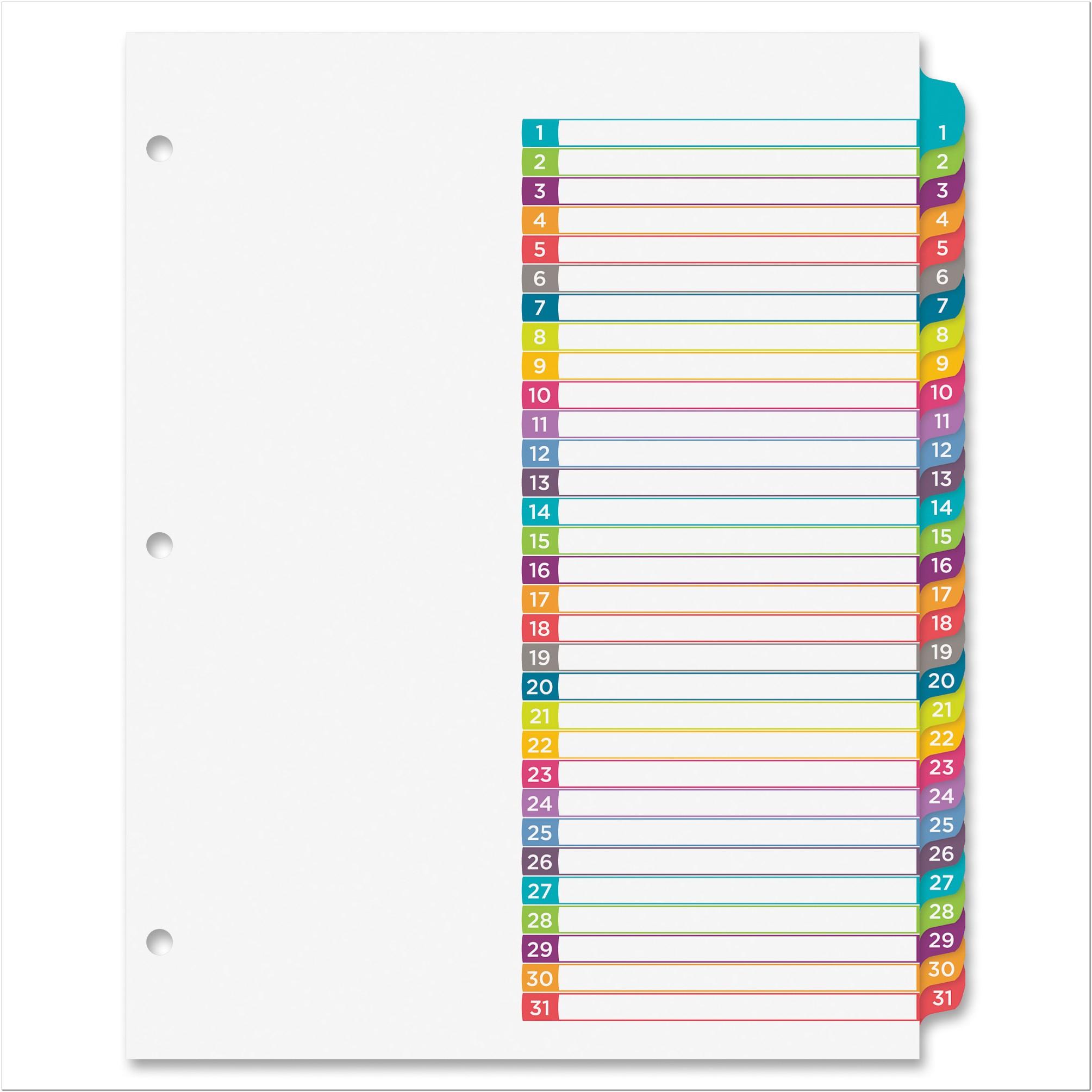 Avery Ready Index 15 Tab Template 11143