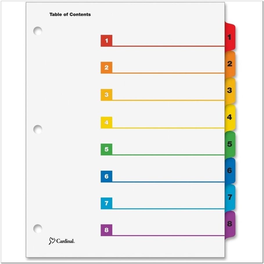 Avery Ready Index 8 Tab Color Template