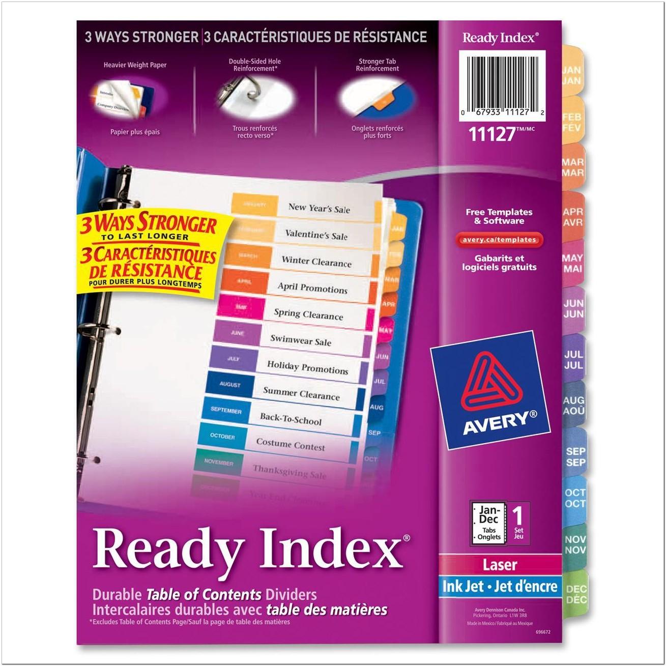 Avery Ready Index Template 12 Tab