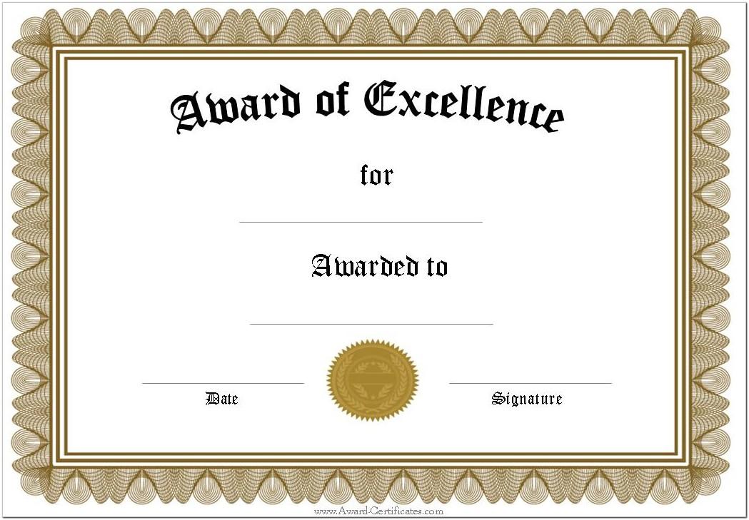 Award Certificates Templates Word