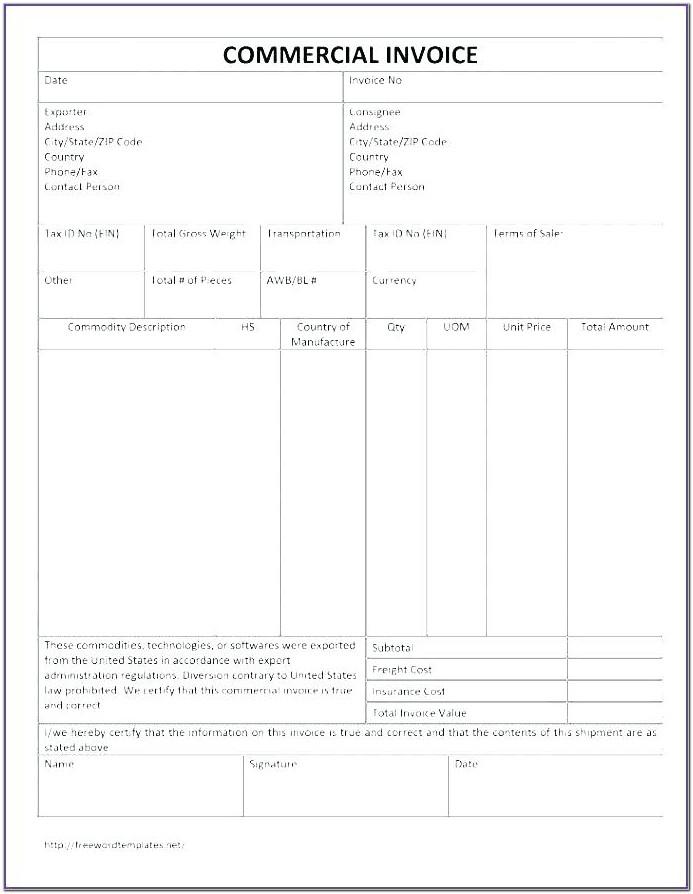 Bill Of Lading Template Xls
