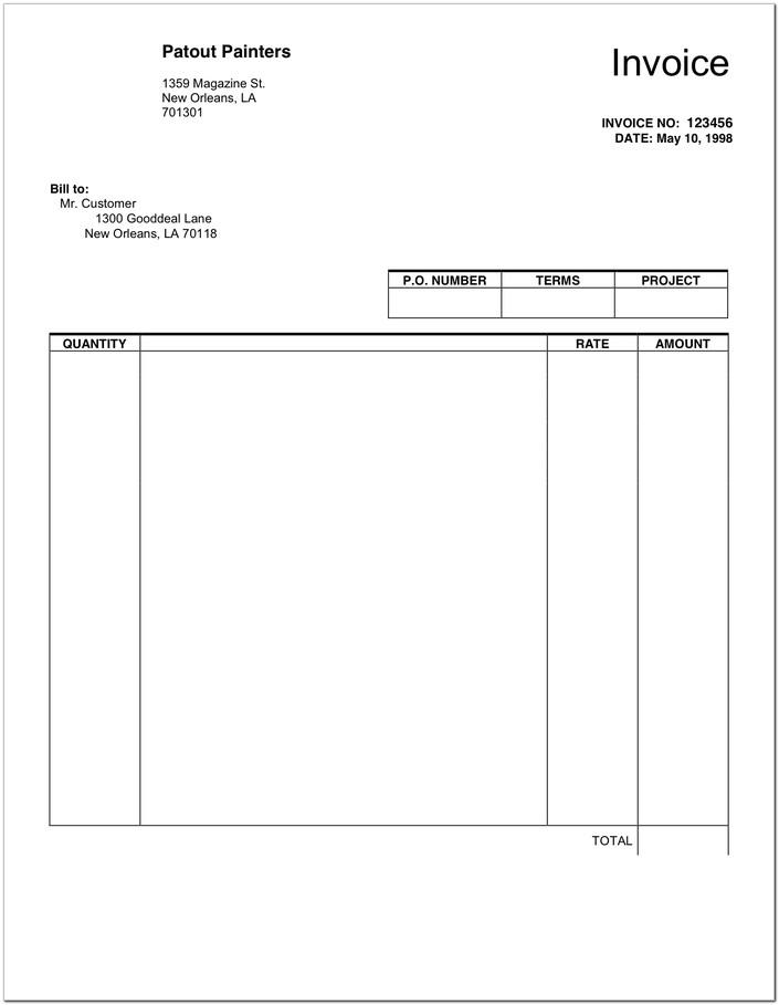 Blank Invoice Template In Word