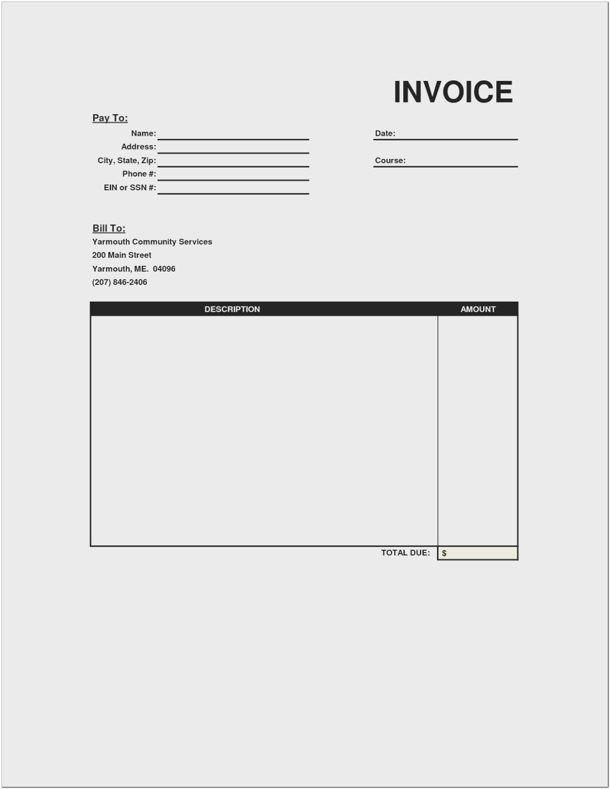Blank Invoice Template Word Download