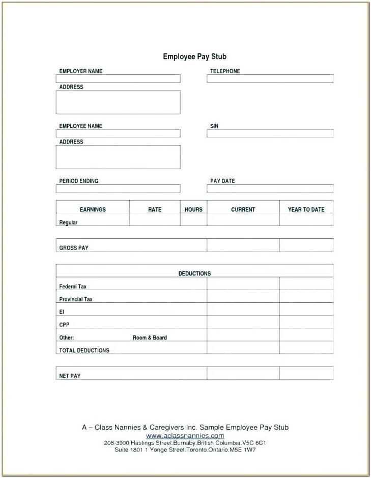Blank Pay Stubs Template Word
