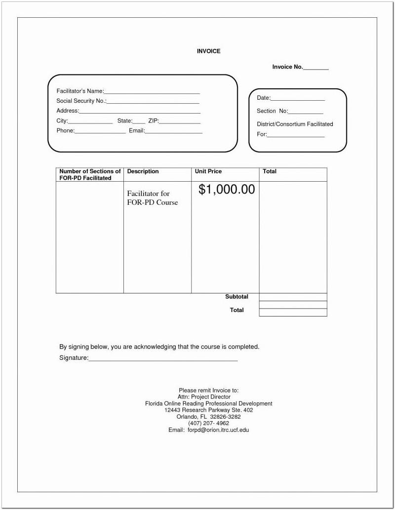 Blank Service Invoice Template Word