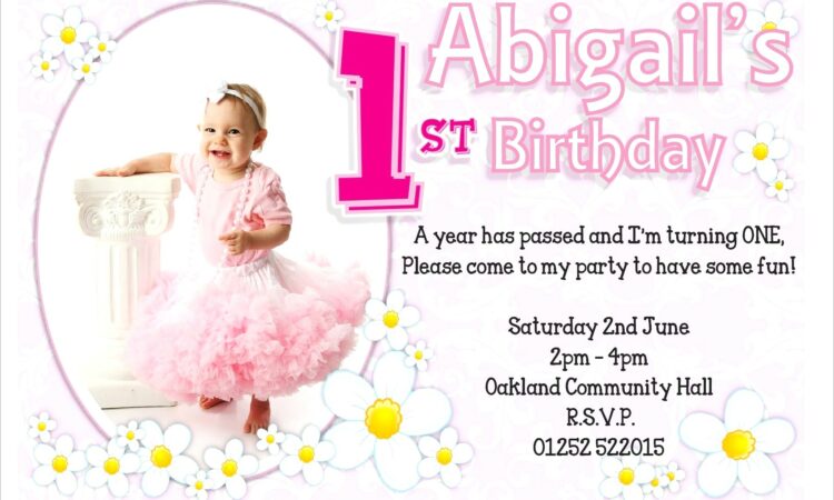 1 Year Baby Girl Birthday Invitation Card