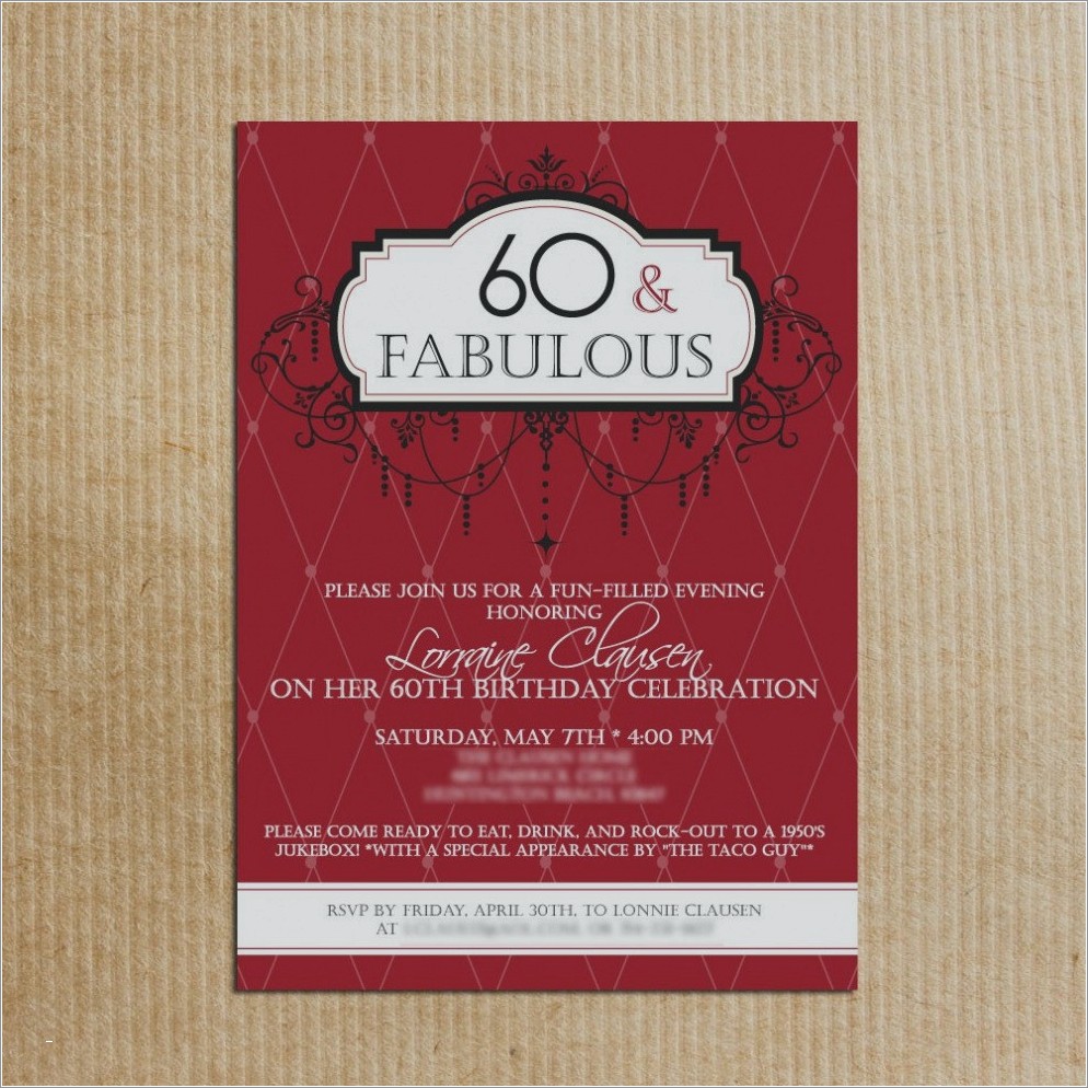60th Birthday Invitation Card Design