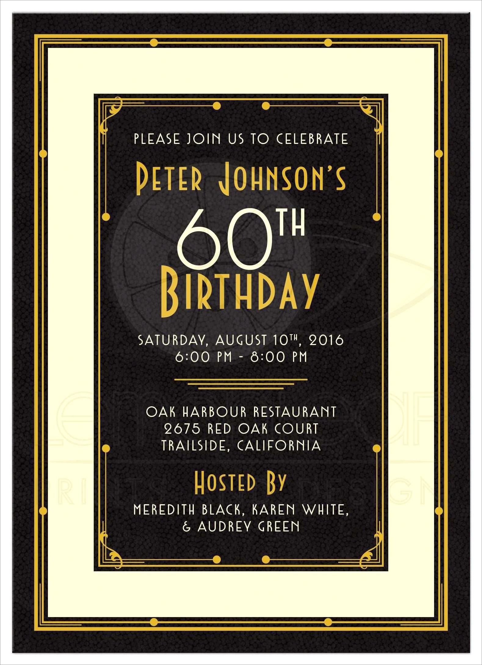 60th Birthday Invitation Card