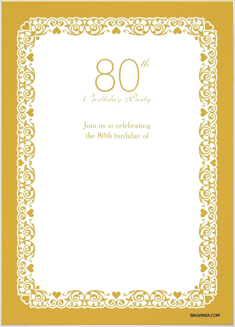 80th Birthday Invitation Templates Free Download