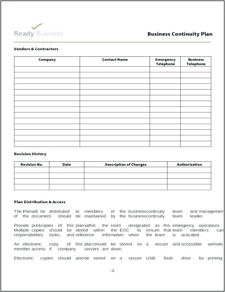 Business Continuity Plan Template Doc