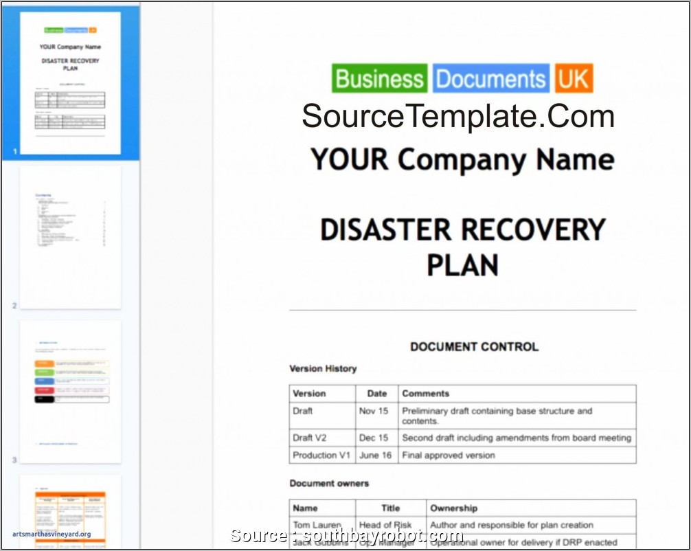 Business Continuity Plan Template Uk