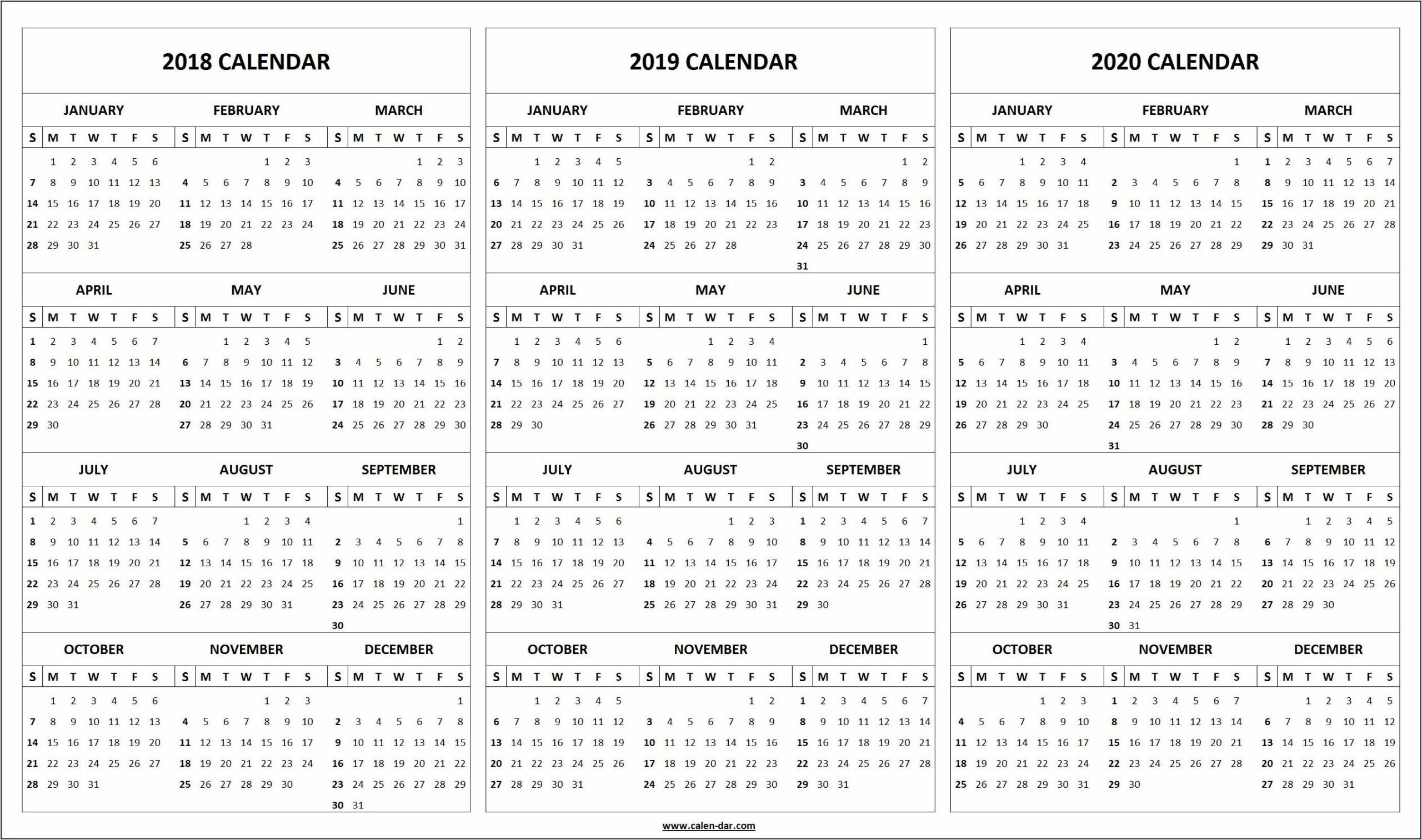Calendar At A Glance Template