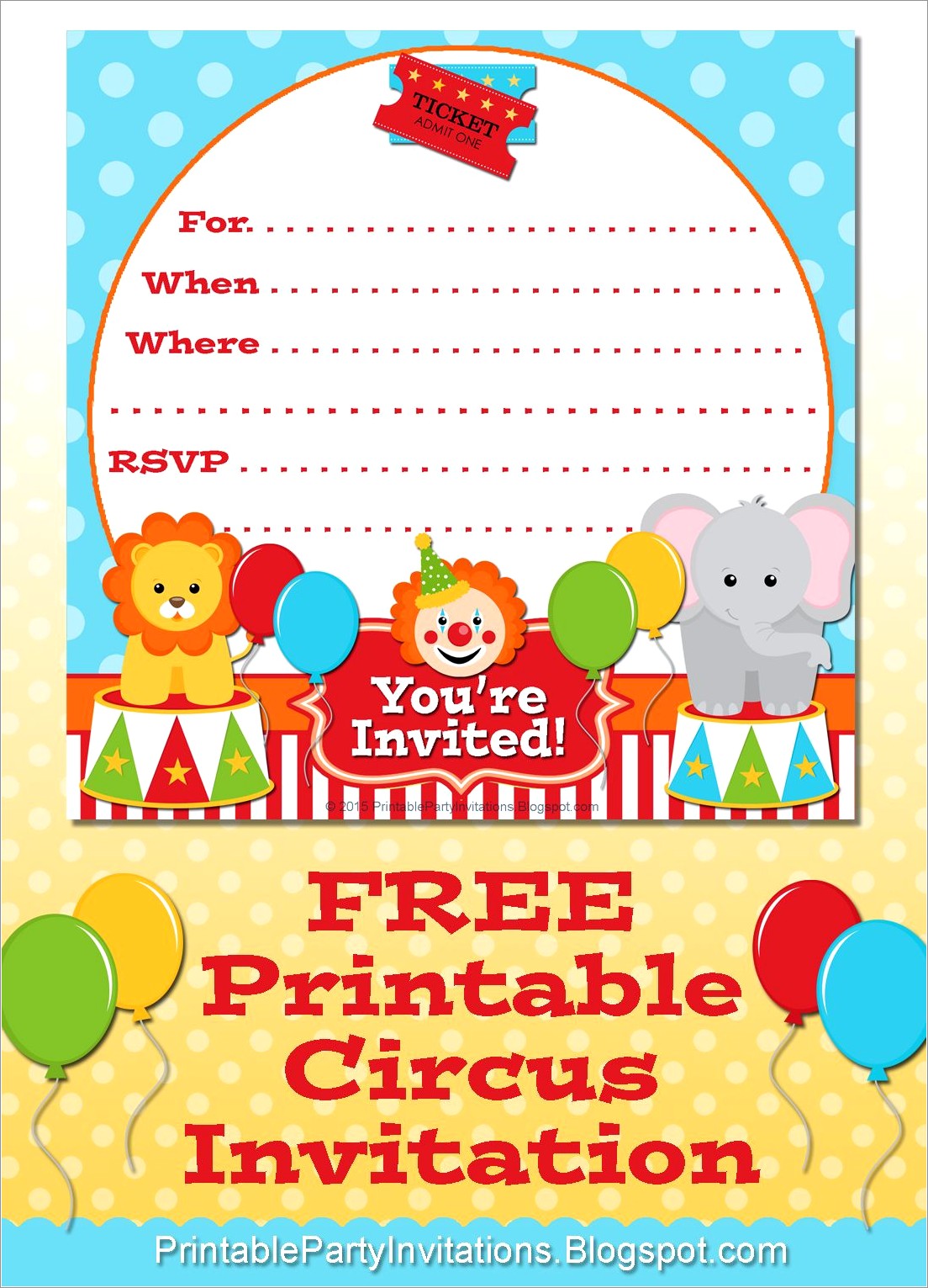 Circus Invitations Free Printable