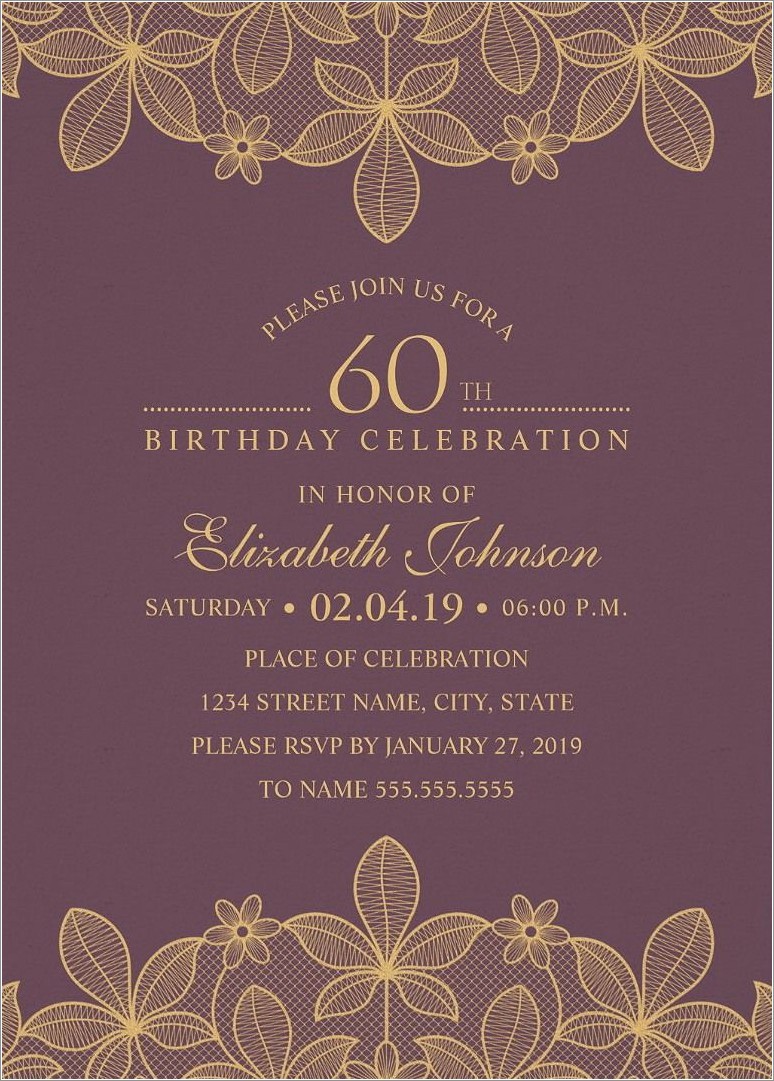 Classy 60th Birthday Invitation Templates