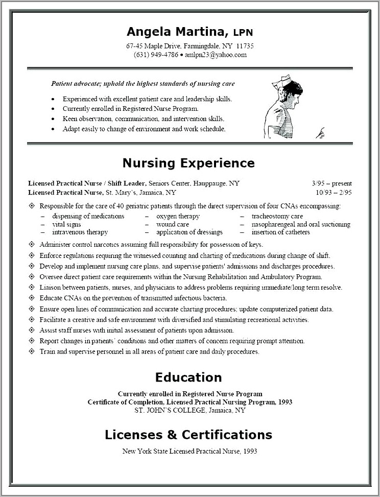Experienced Registered Nurse Resume Template