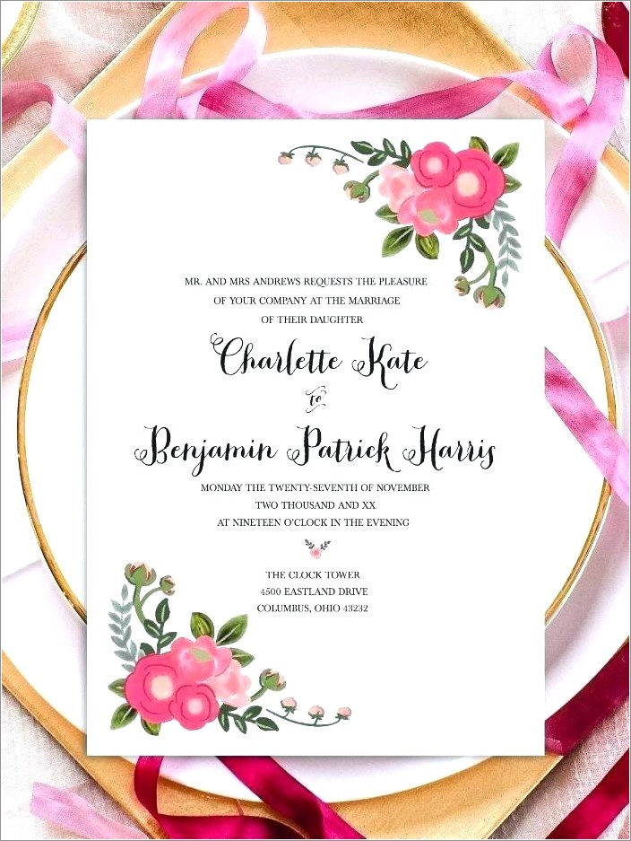 Floral Editable Wedding Invitation Templates Free Download