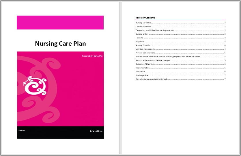 Nursing Care Plan Template Download