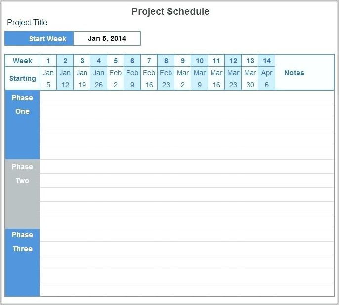 Project Timeline Template Xls