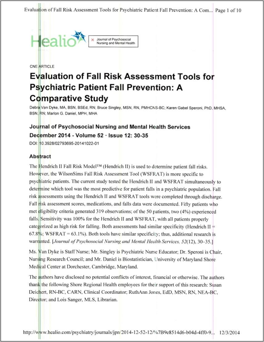 Psychiatry Risk Assessment Form