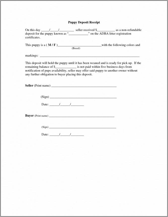 Puppy Purchase Contract Template