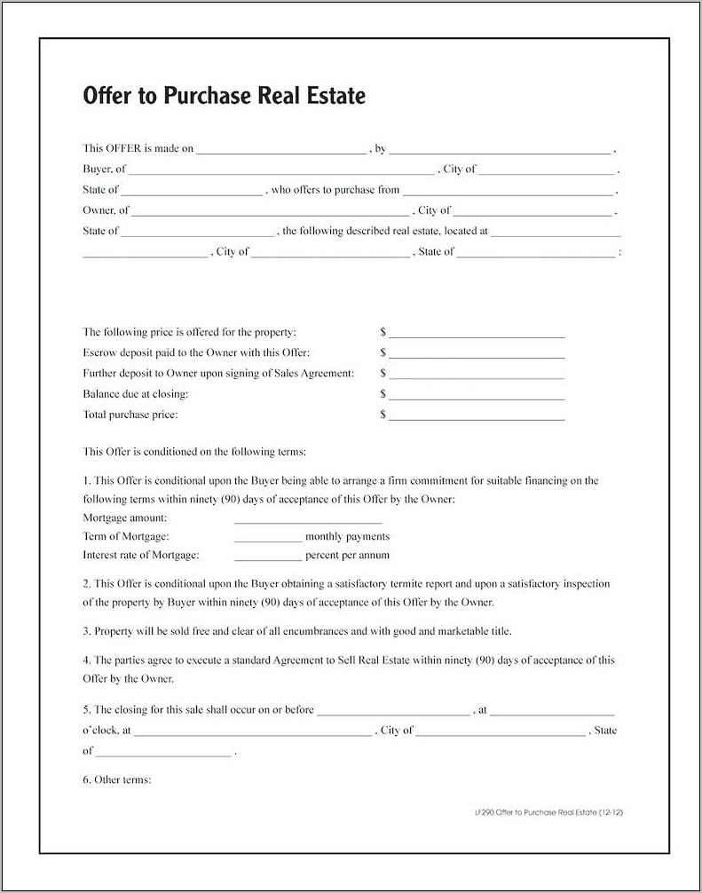 Real Estate Purchase Contract Template