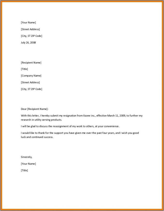 Resignation Letter Sample Doc