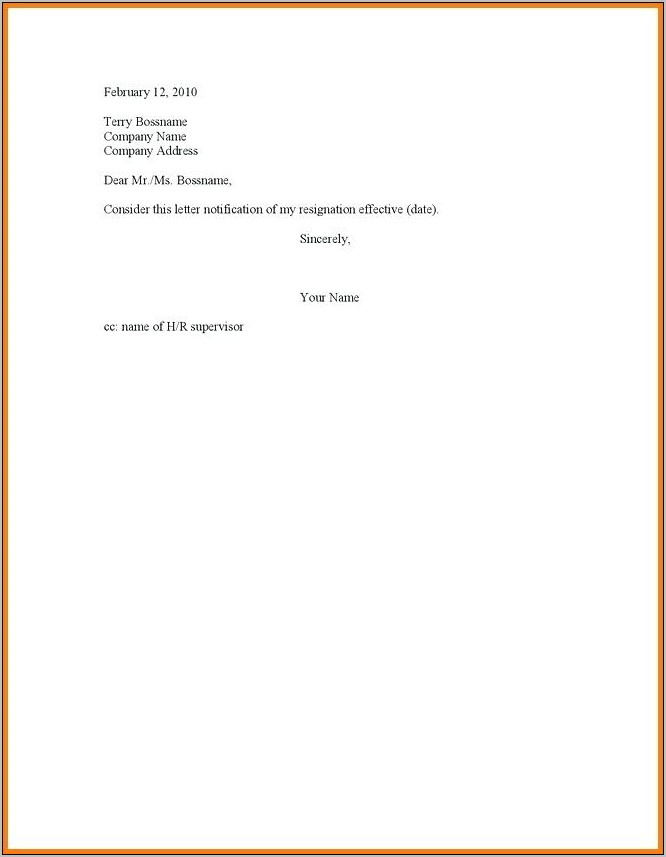 Resignation Letter Sample Template Pdf