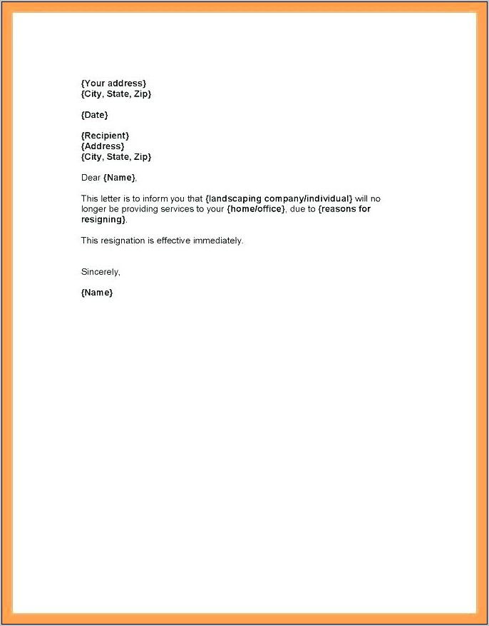 Resignation Letter Template 1 Month Notice Download