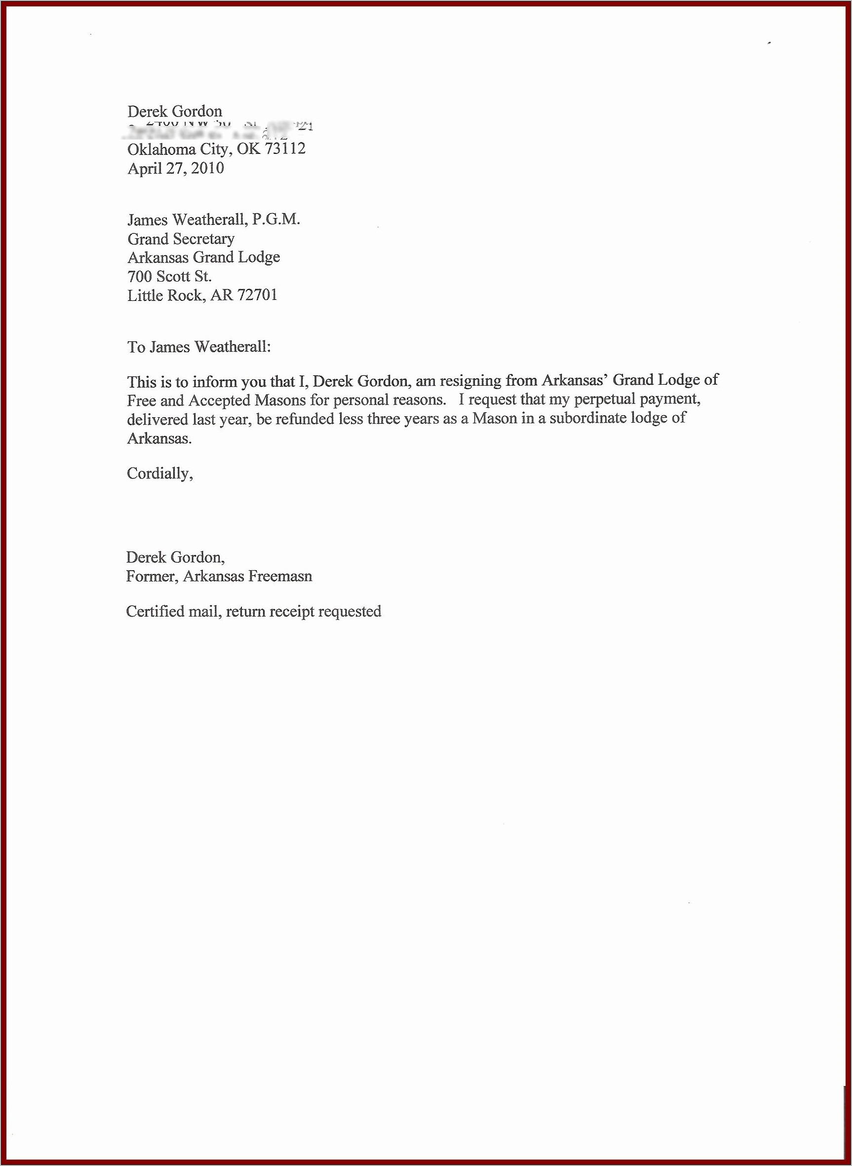 Resignation Letter Template Singapore Download