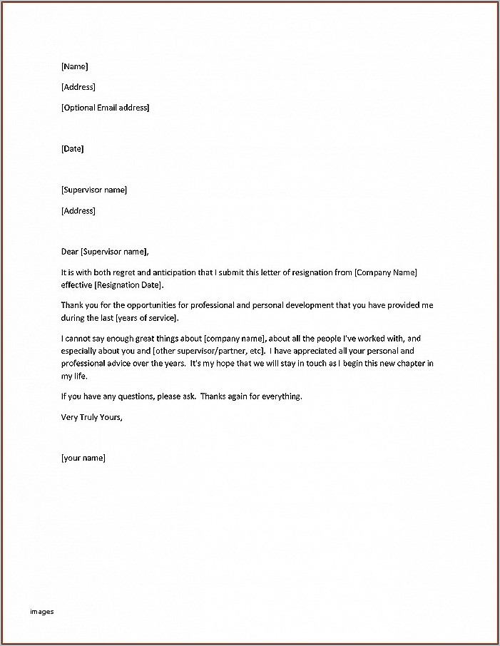 Resignation Letter Template Uk With Regret