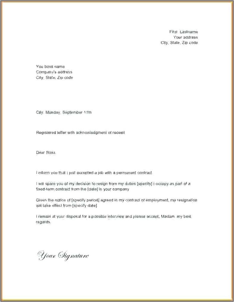 Resignation Letter Template Word