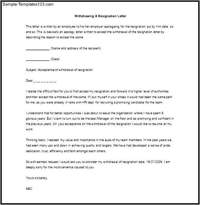 Resignation Letter Templates Word Doc