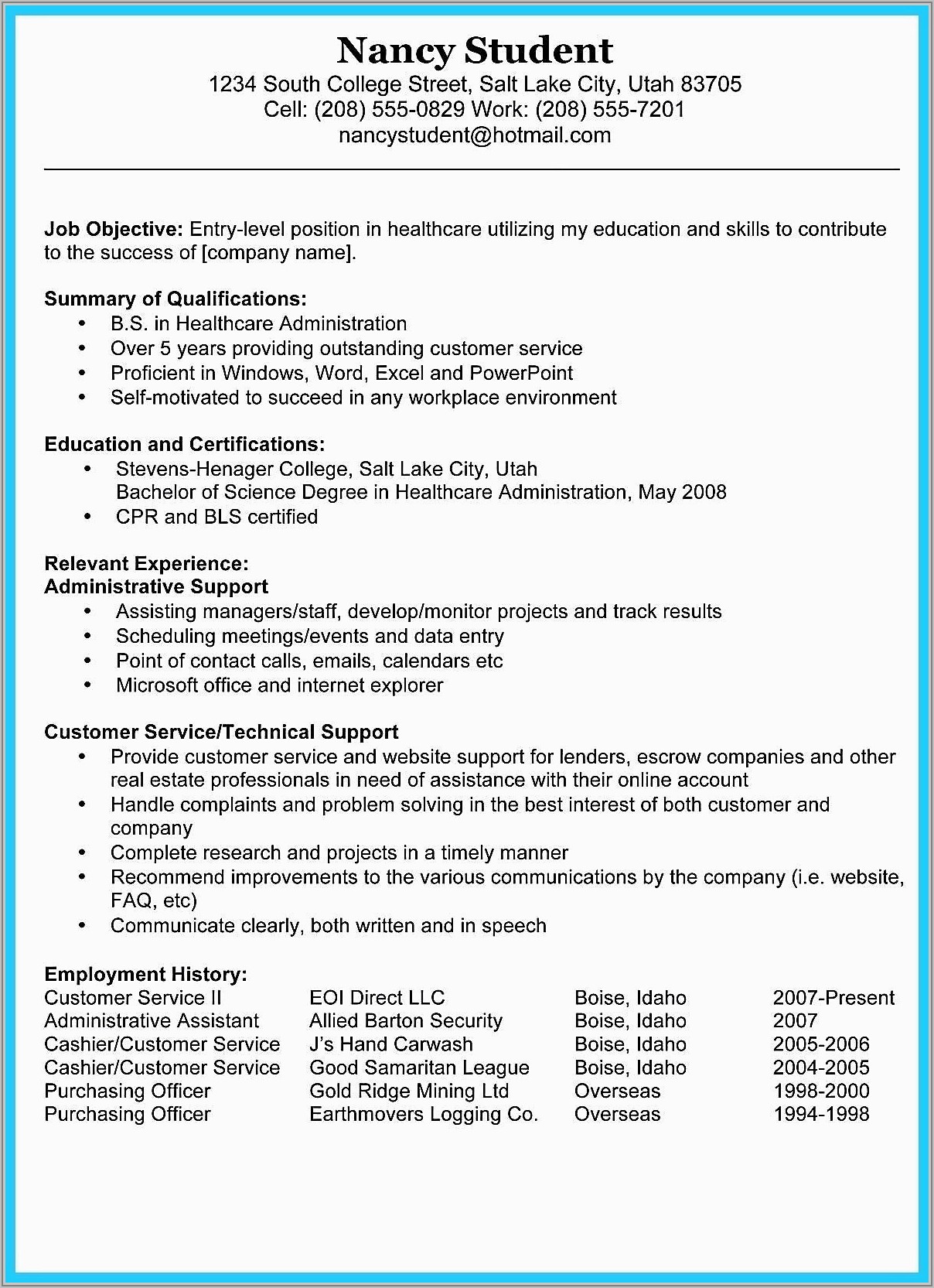 Resume Format Free Download For Students