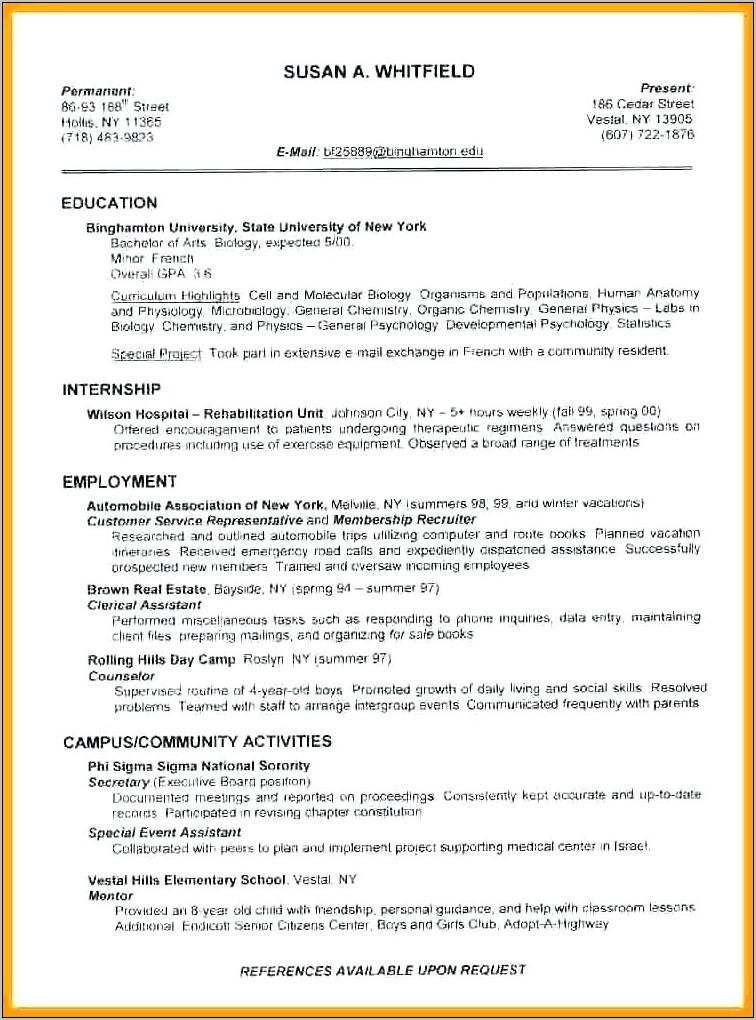 Resume Template For College Students Download