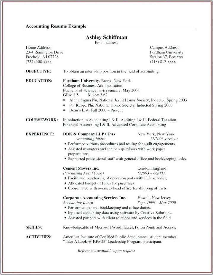 Resume Templates For Accounting And Finance