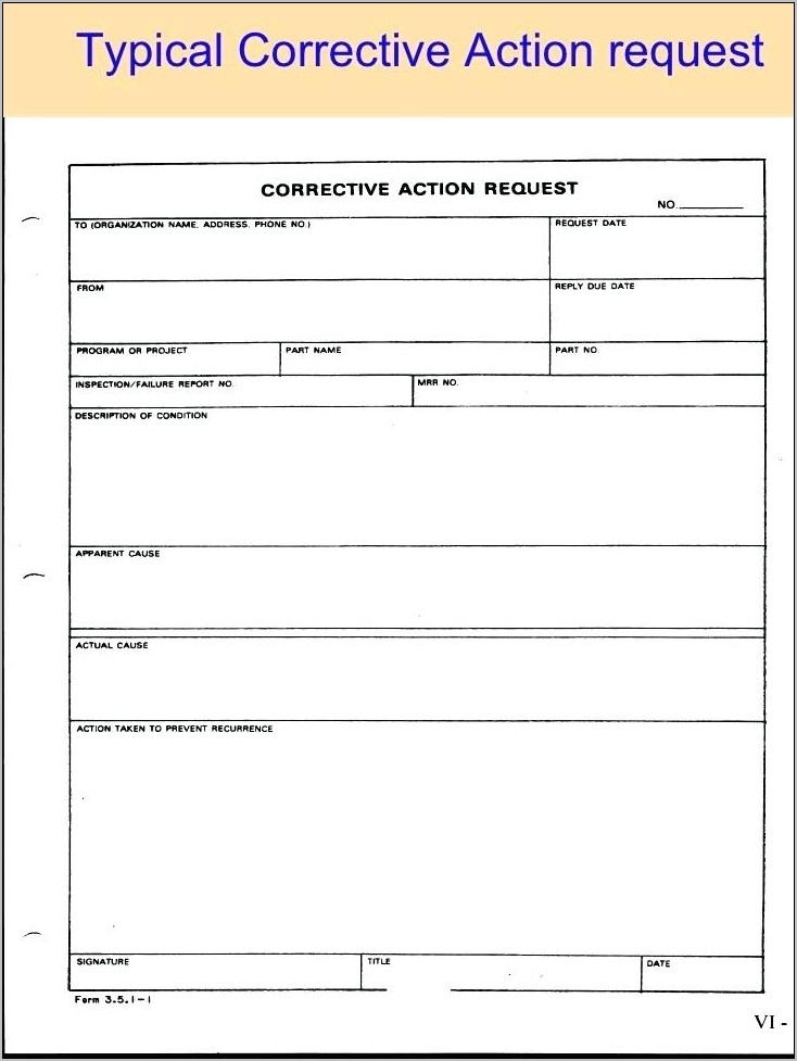 Safety Corrective Action Report Sample