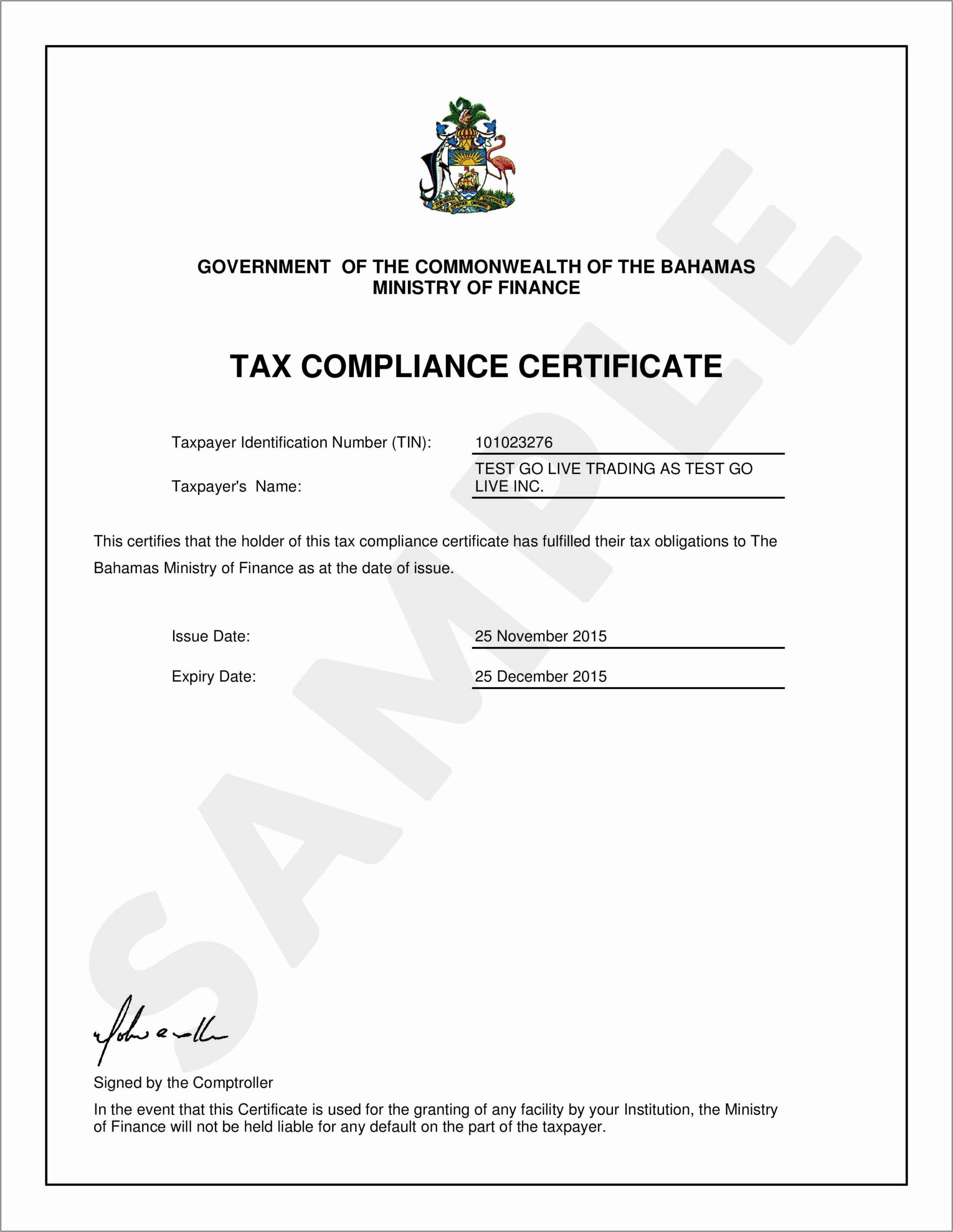 Sample Certificate Of Rohs Compliance Template