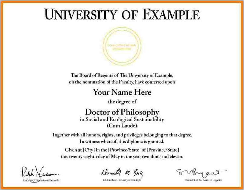 Sample Degree Certificate Templates