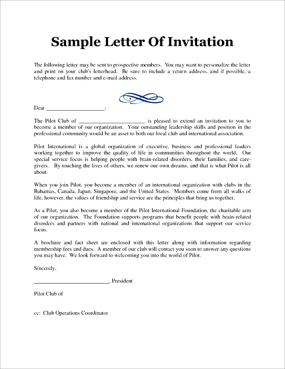 Sample Family Reunion Invitation Letter