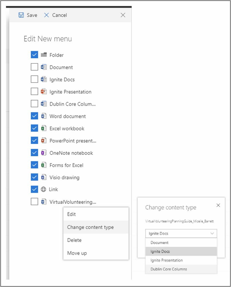 Sharepoint Online Multiple Document Templates