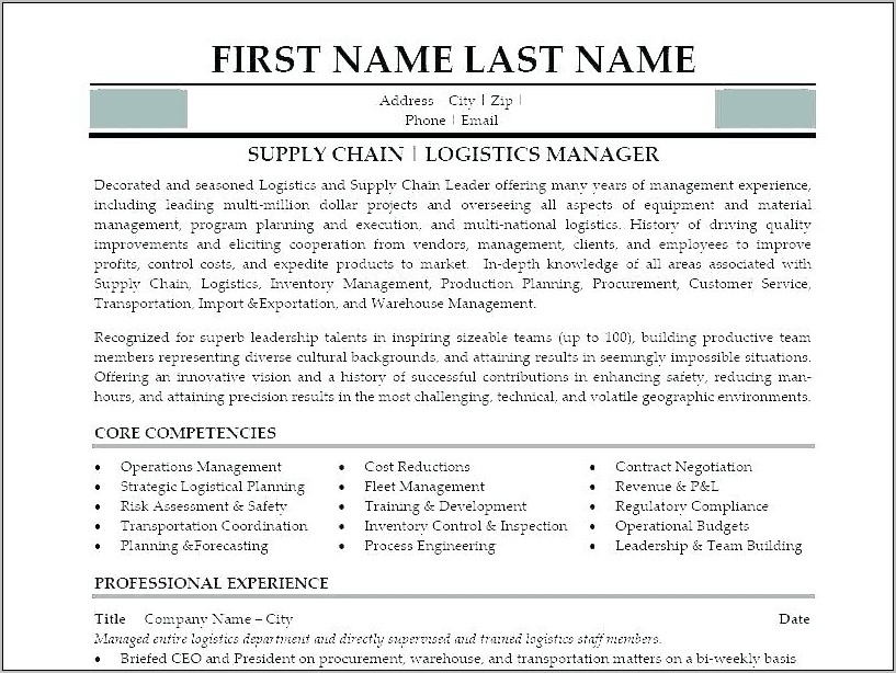 Supply Chain Manager Resume Template