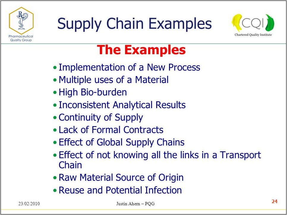 Supply Chain Risk Management Examples