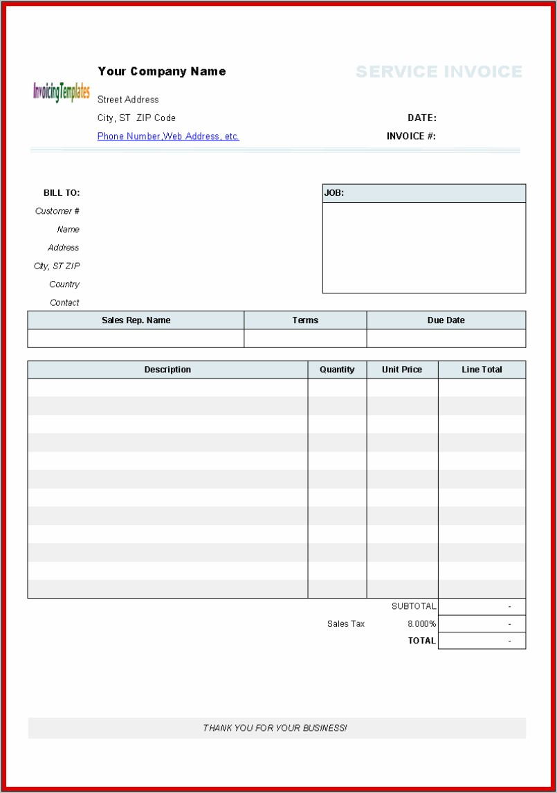 Tax Invoice Template Word Doc Free Download