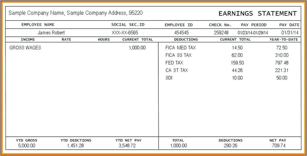 Total Pay Statement Template